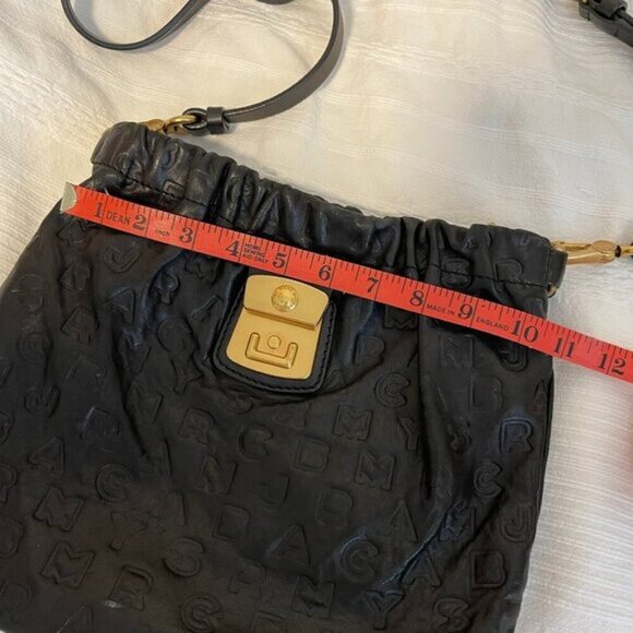 Marc by Marc Jacobs Leather Dreamy Letter Embossed Crossbody Bag Black - Picture 13 of 15